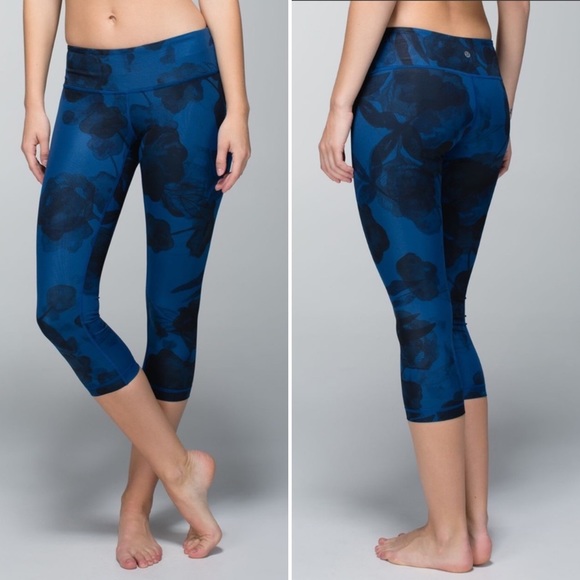 lululemon athletica Pants - Lululemon Wunder Under Crop II  Full On Luxtreme Jumbo Inky Floral Black Inkwell